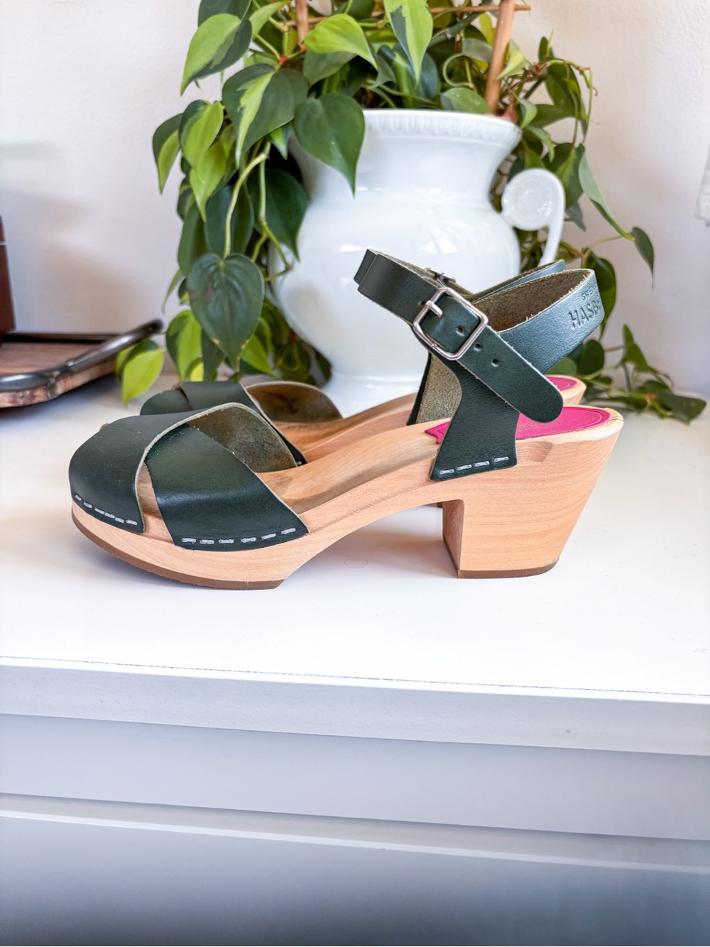 Swedish Hasbeens Mirja Sandals in Deep Green - Picture 3 of 10